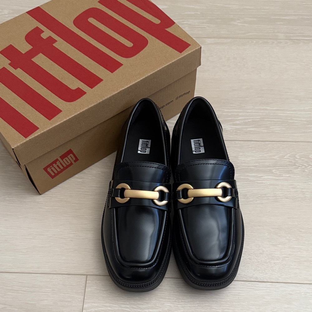 Fitflop Black and Gold Loafers